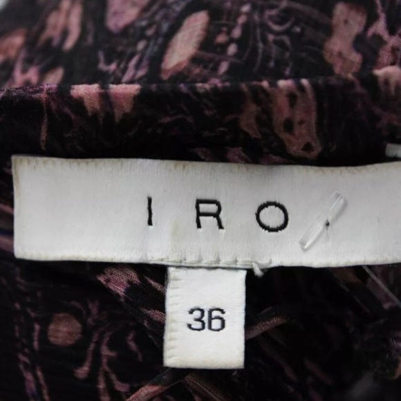 IRO Gilio Dress Size 4 Black Pink Purple Abstract Print Ruffle - Picture 5 of 11